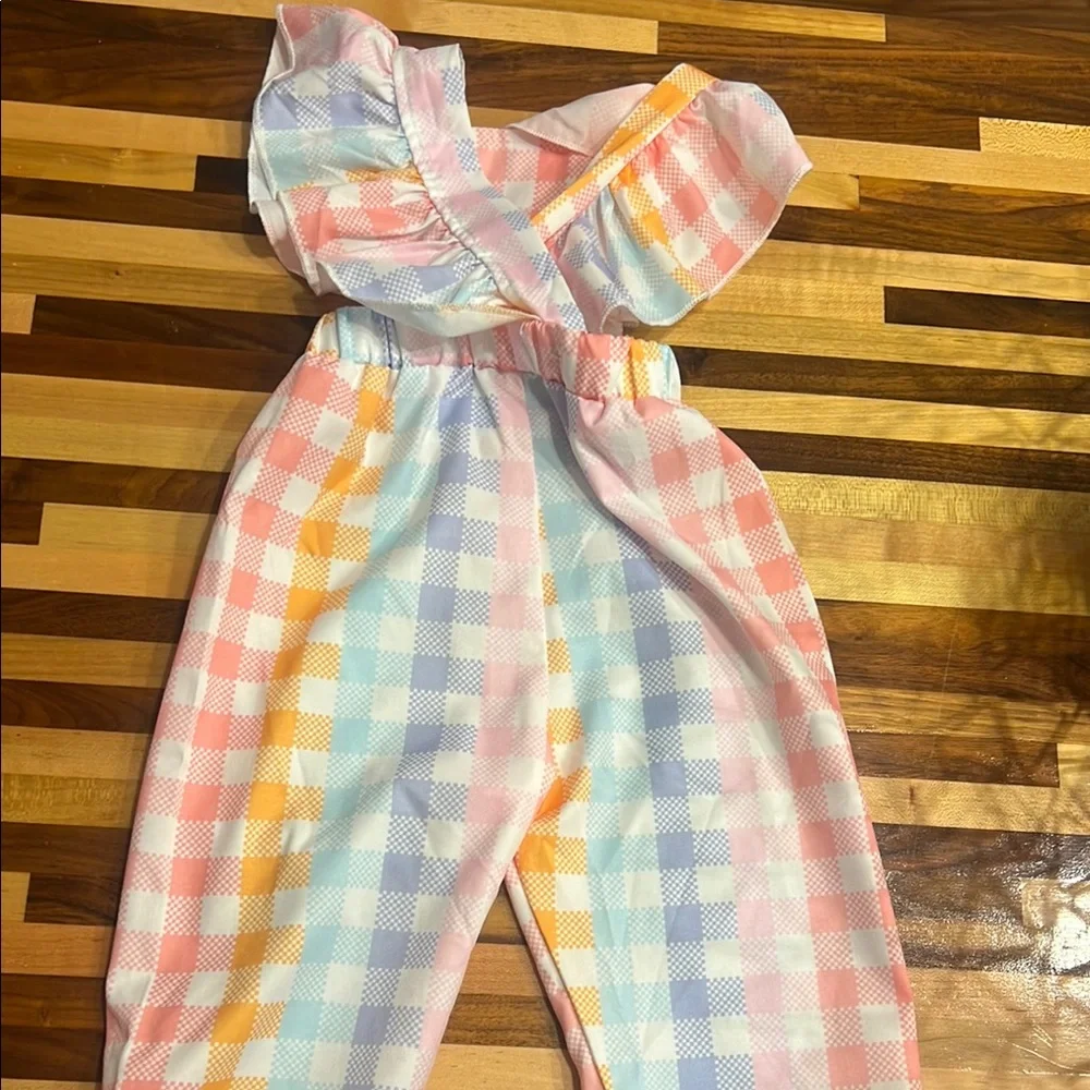 Colorful Gingham Kids Jumpsuit - Picture 2 of 2